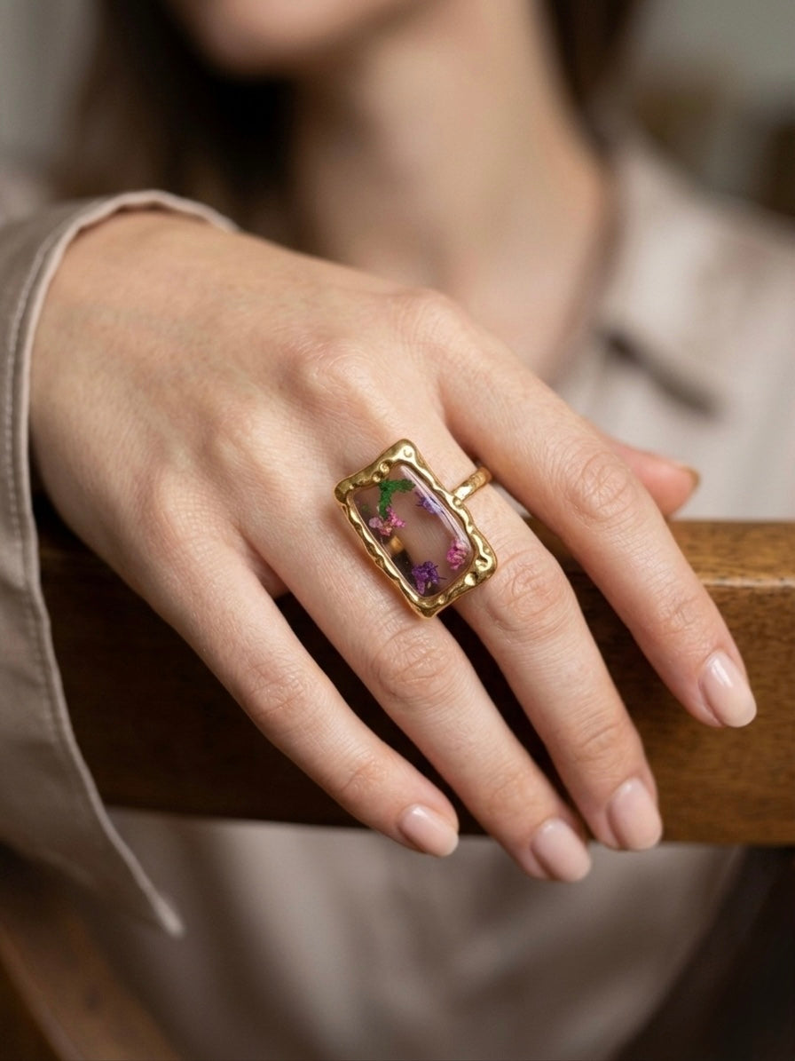 Wildflower Meadow Resin Statement Ring