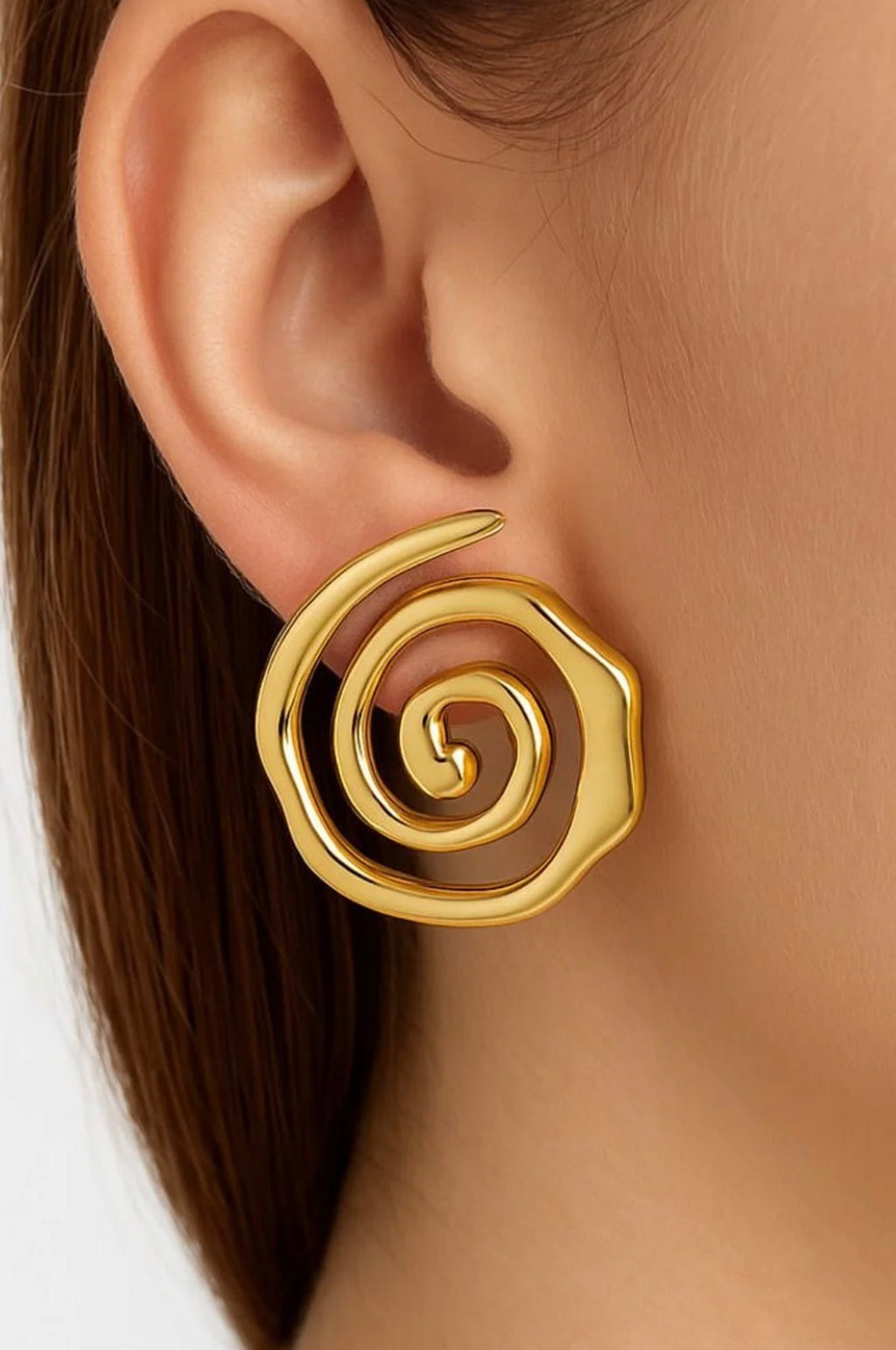 Golden Spiral Statement Earrings