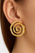 Golden Spiral Statement Earrings