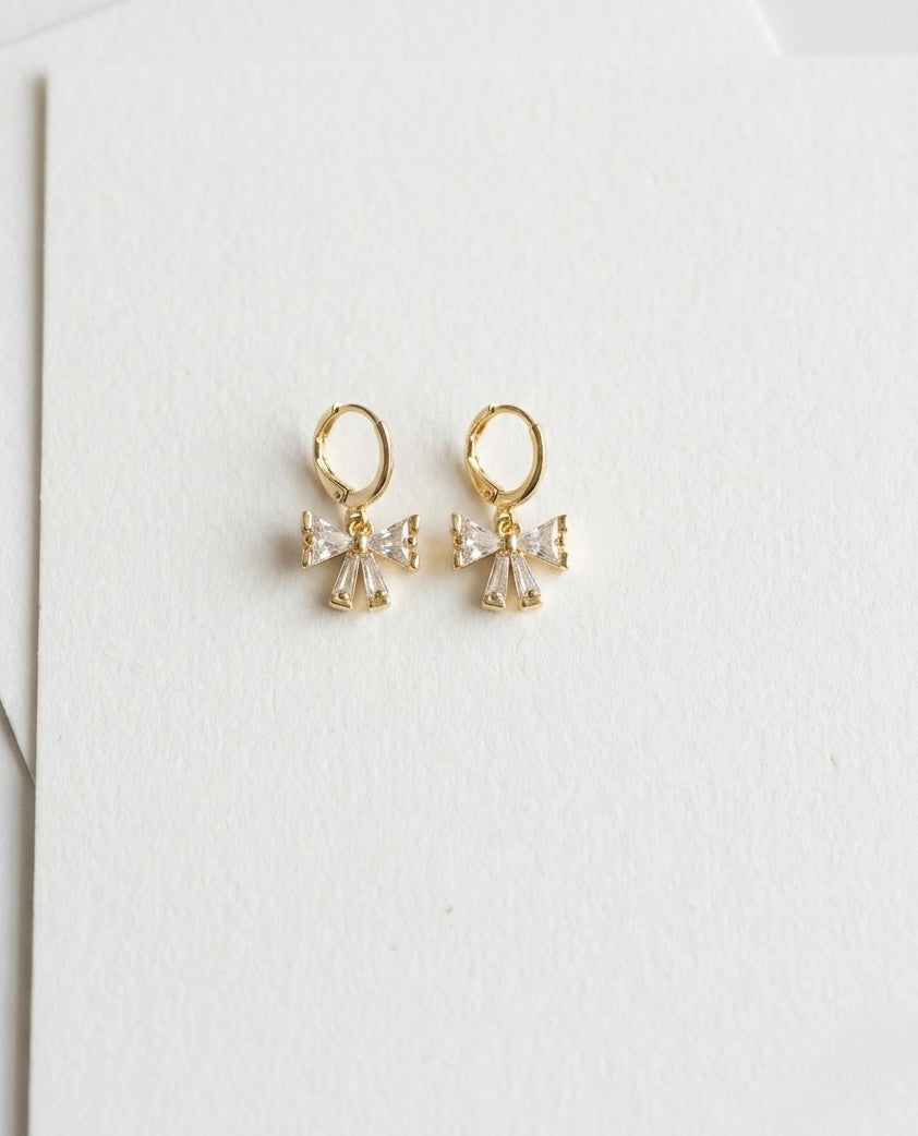 Crystal Bow Drop Hoops