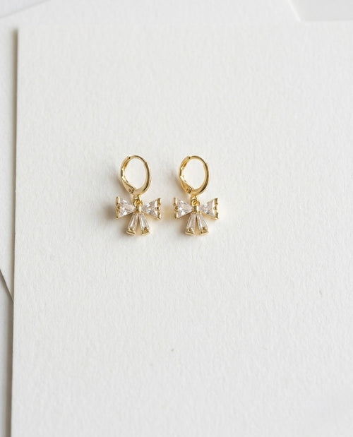 Crystal Bow Drop Hoops