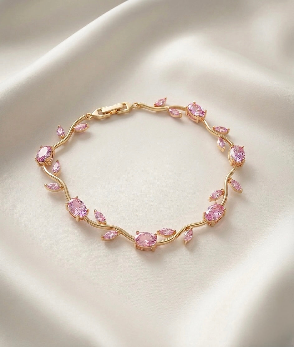 Pink Crystal Tulip Bracelet
