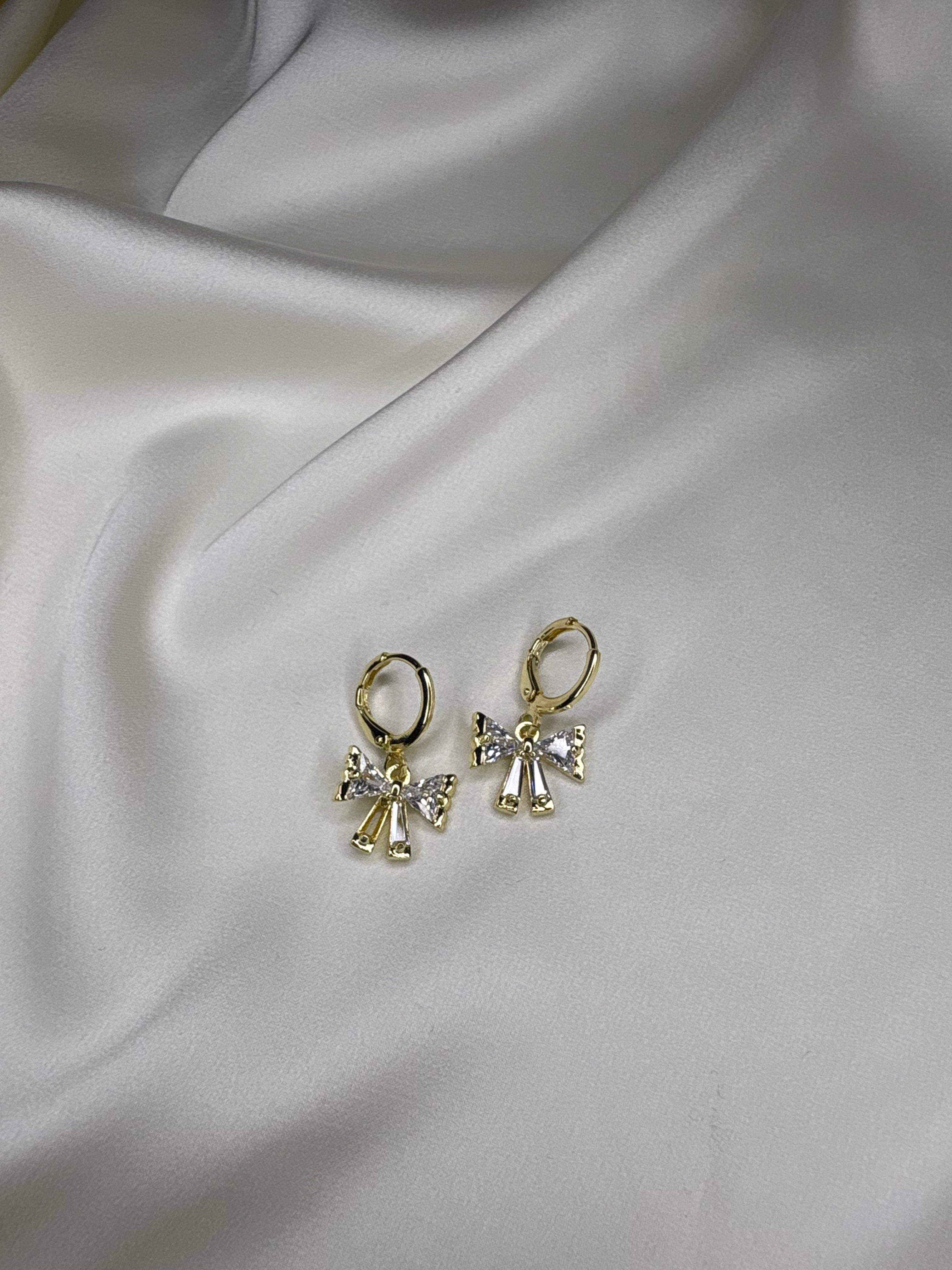 Crystal Bow Drop Hoops