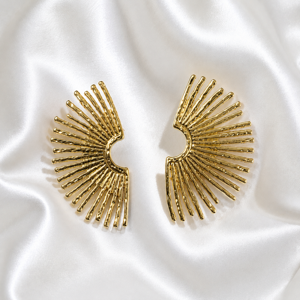 Golden Halo Fan Earrings