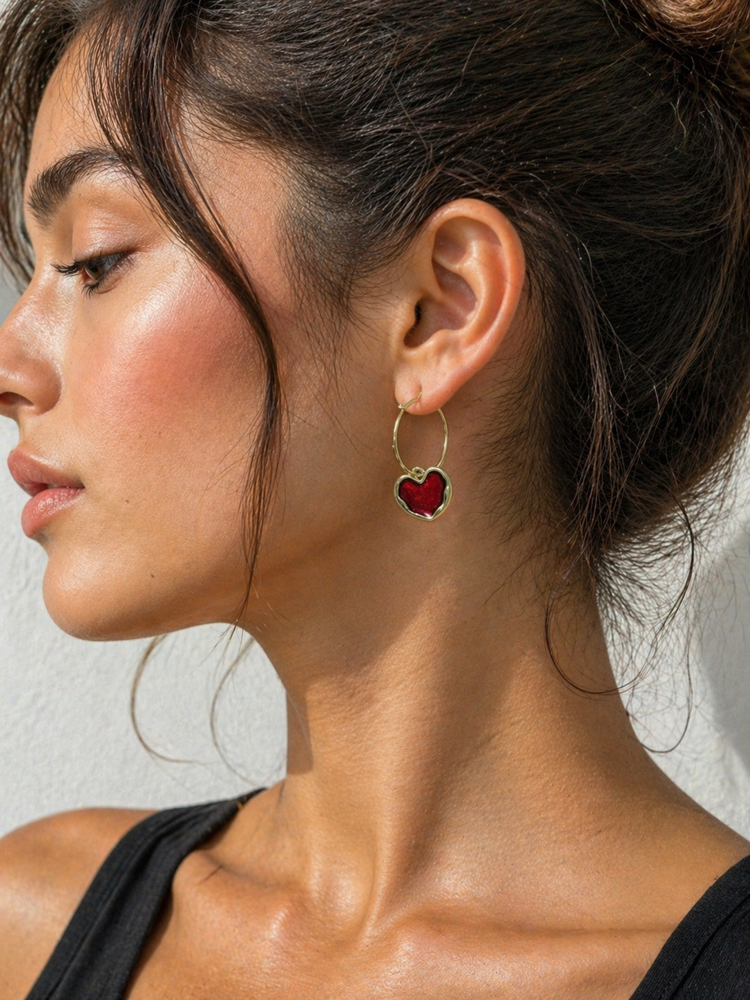 Scarlet Heart Hoop Earrings