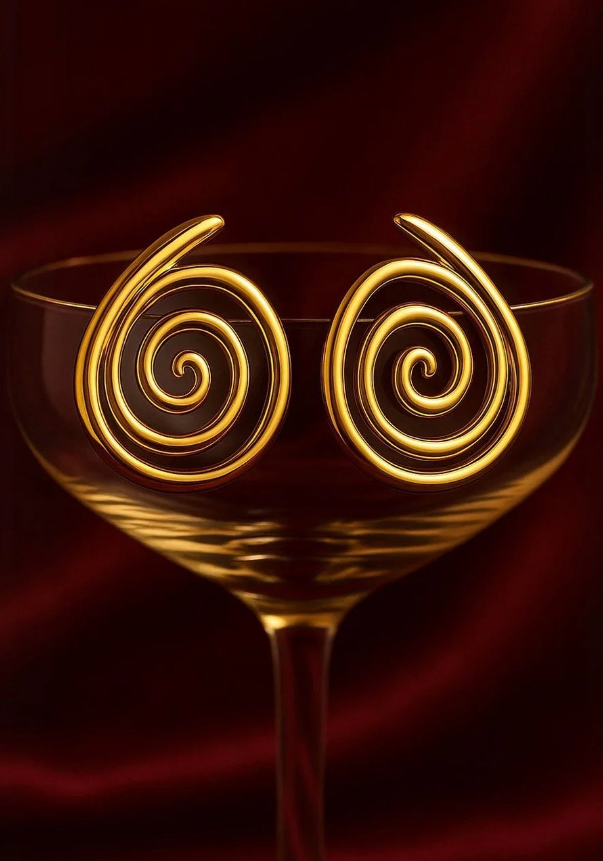 Golden Spiral Statement Earrings
