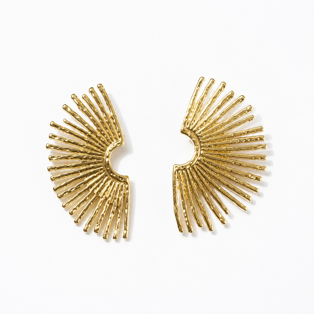 Golden Halo Fan Earrings