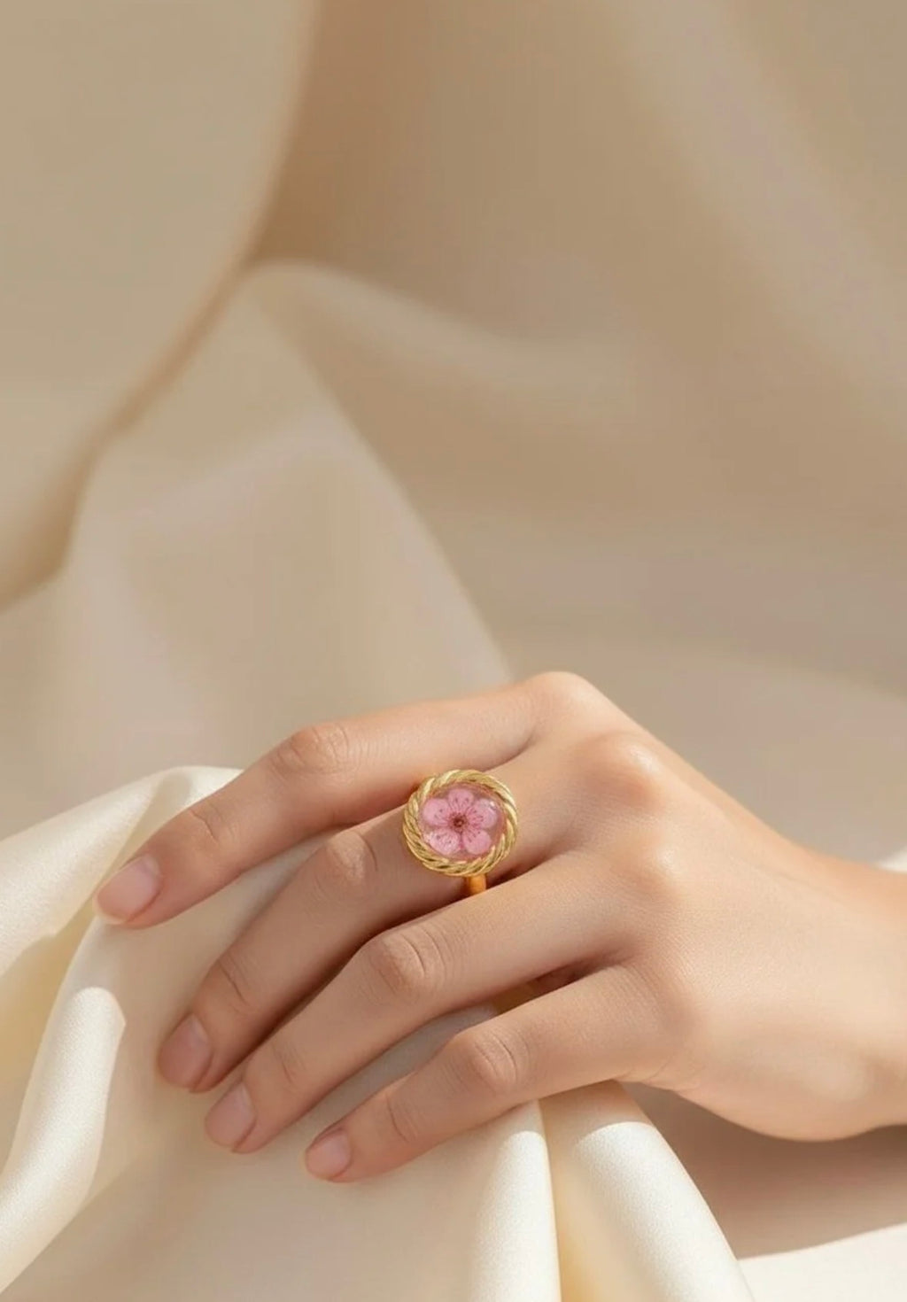 Blossom in Resin Twisted Ring