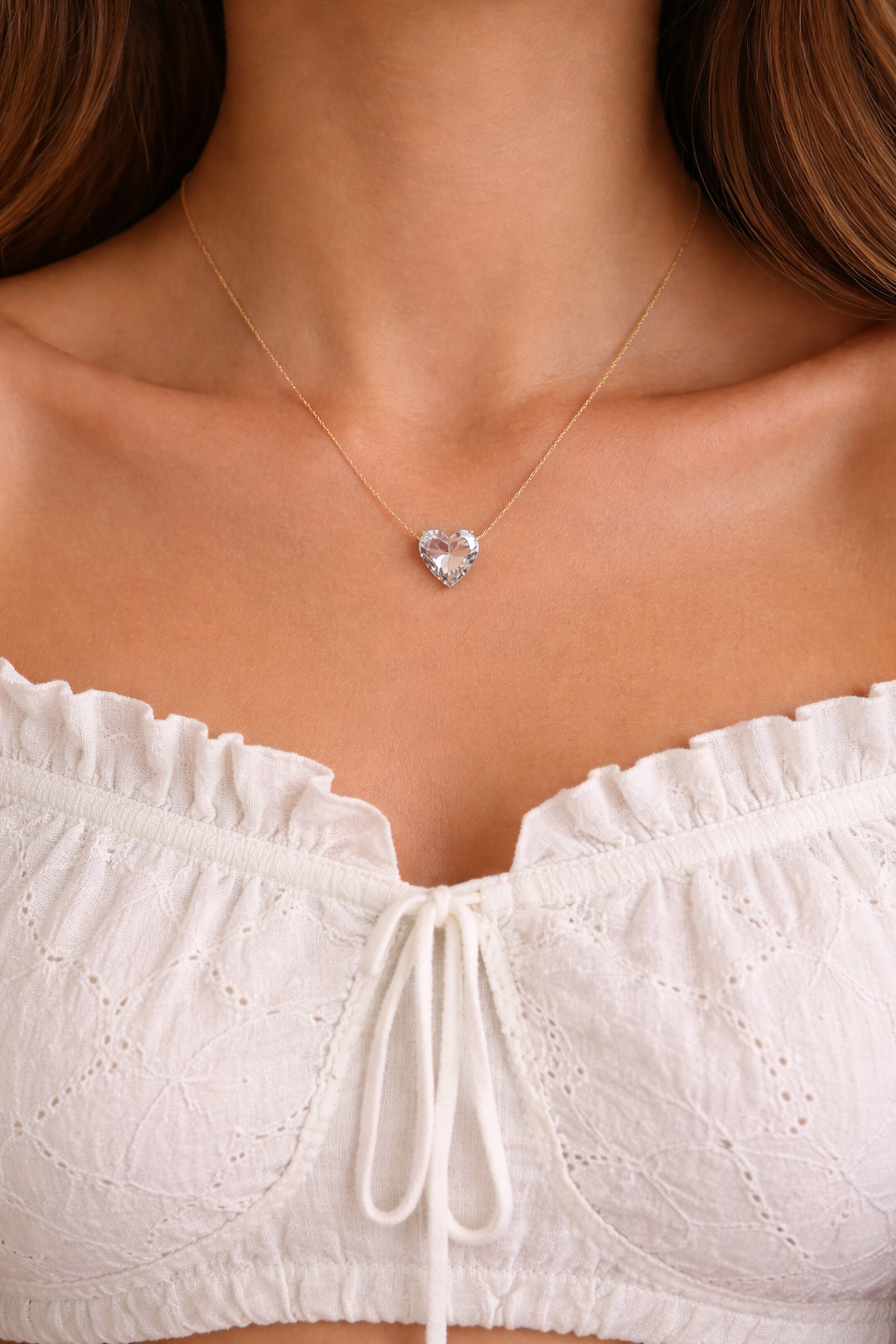 Crystal Heart Charm Necklace