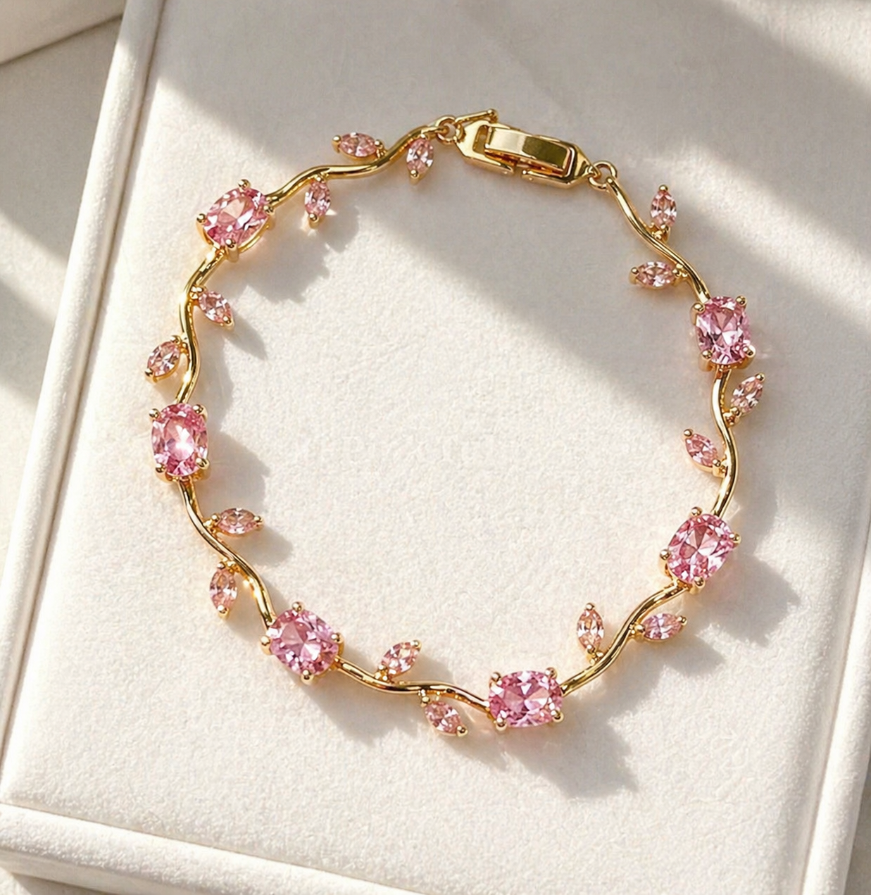 Pink Crystal Tulip Bracelet