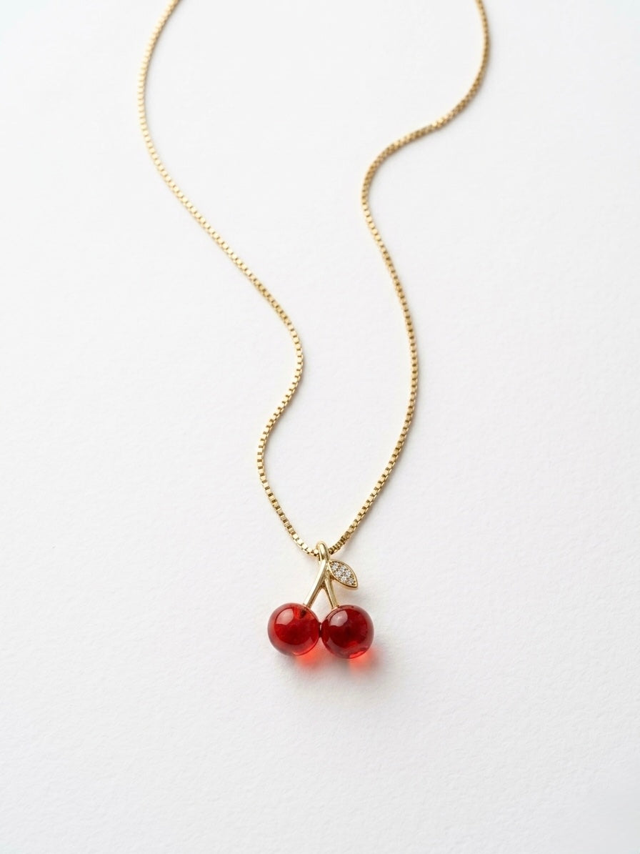 Sweet Scarlet Cherry Pendant Necklace
