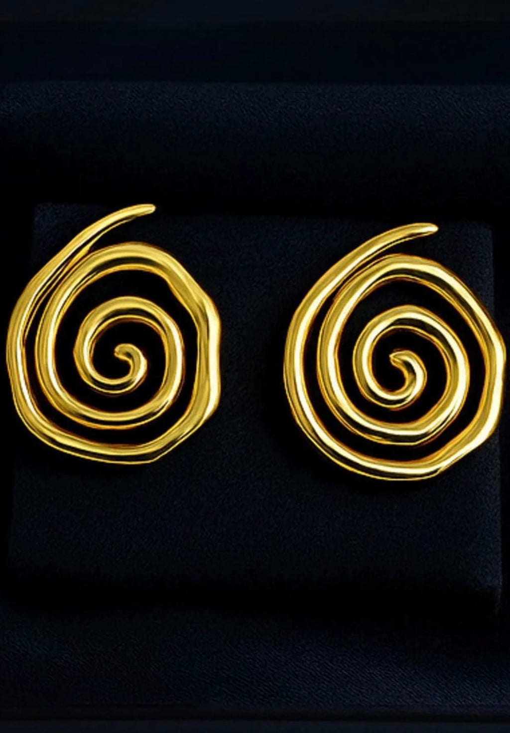 Golden Spiral Statement Earrings