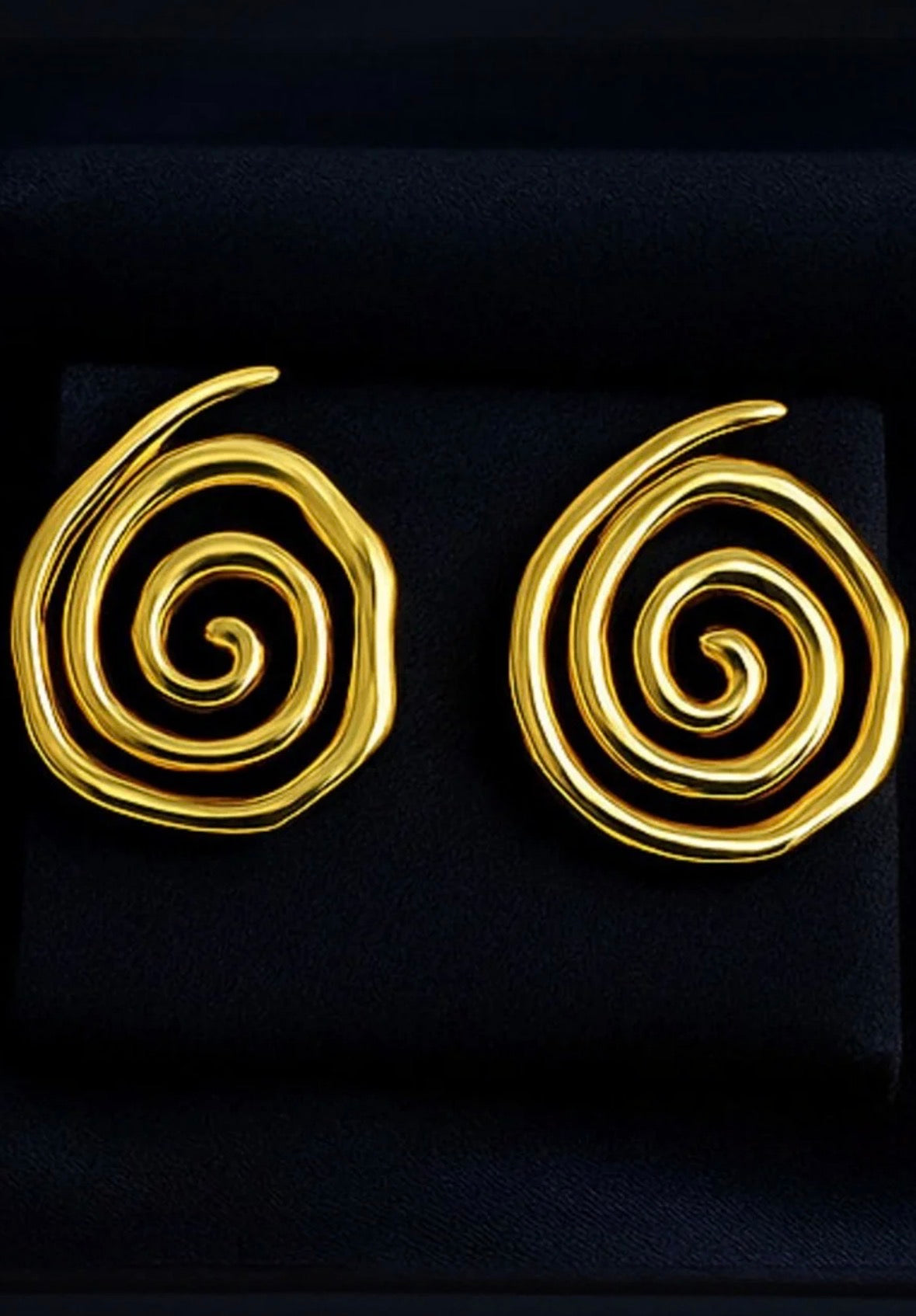 Golden Spiral Statement Earrings