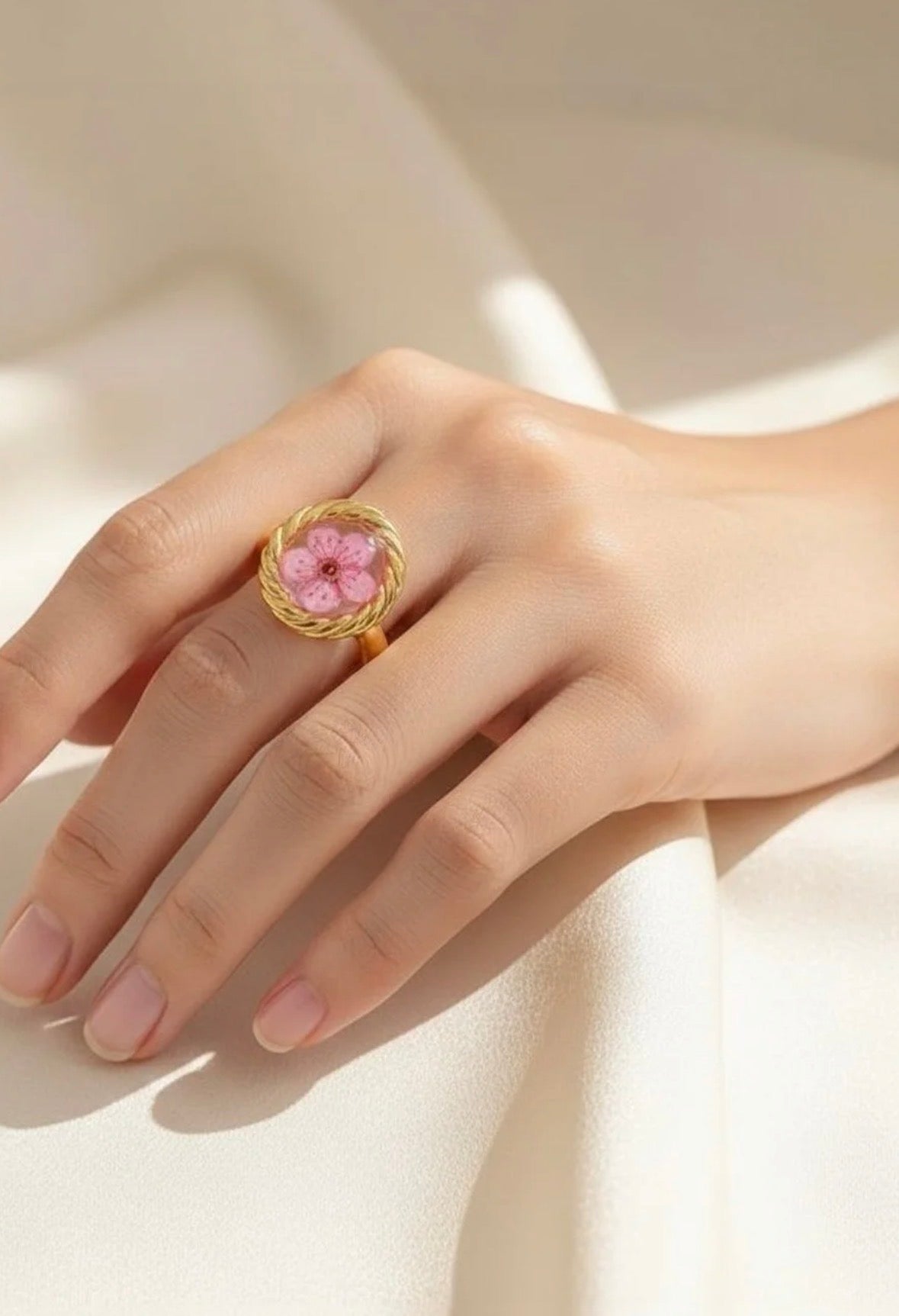 Blossom in Resin Twisted Ring