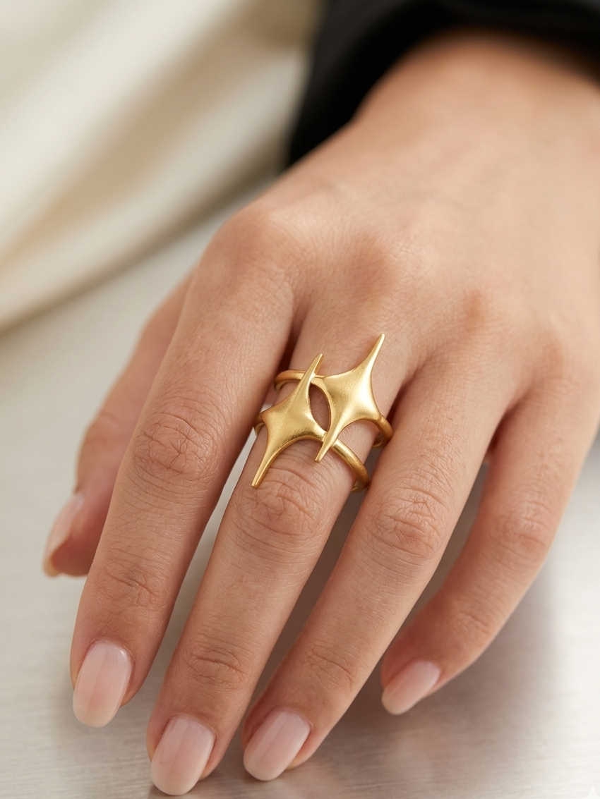 Celestial Twin-Star Statement Ring