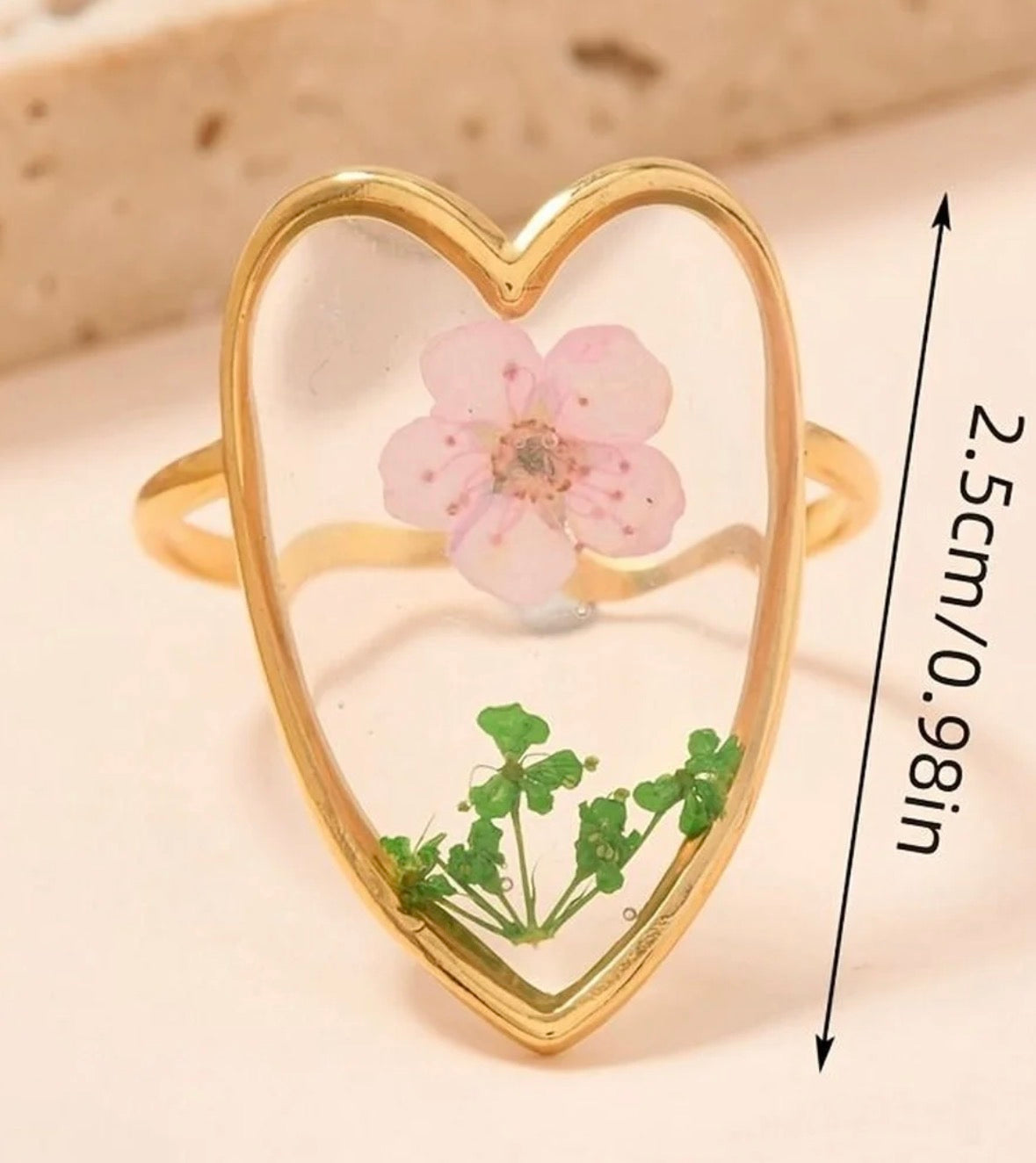 Eternal Blossom in Heart Ring