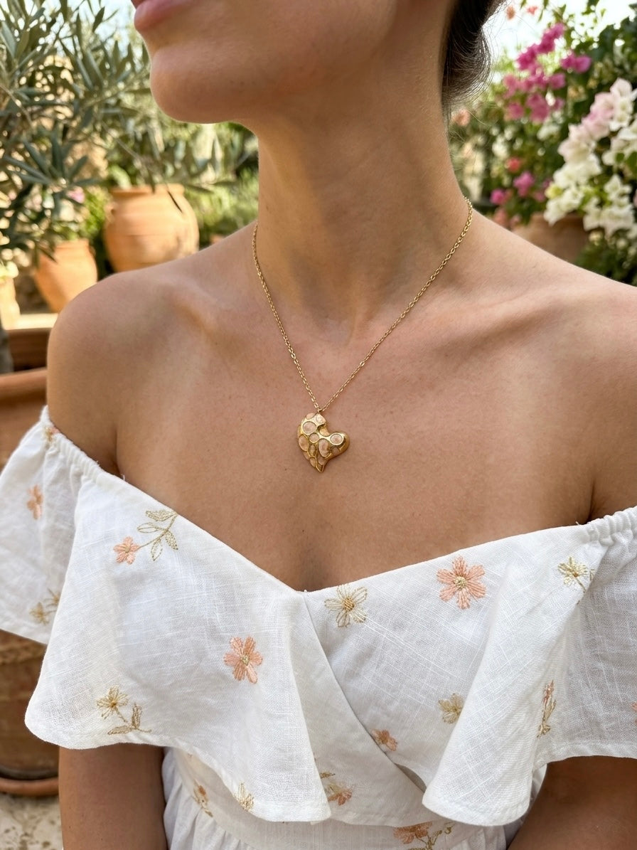 Blush Mosaic Heart Pendant Necklace
