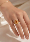Golden Solstice Pressed Resin Flower Ring