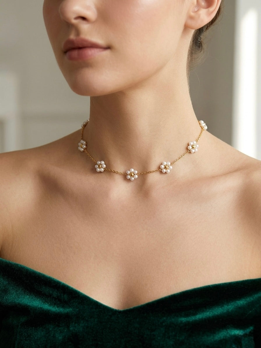 Pearl Bloom Station Necklace