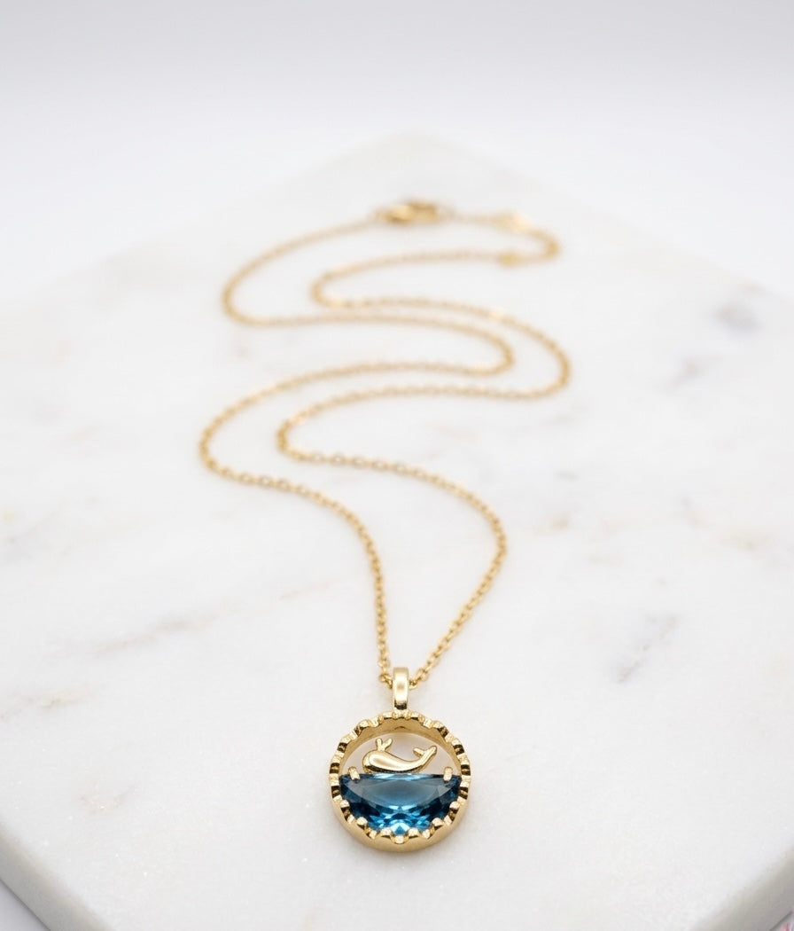 Deep Blue Ocean Whale Necklace