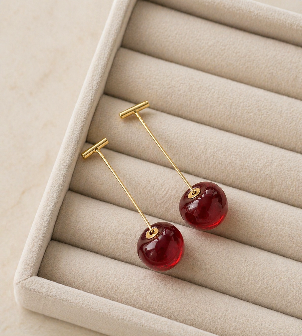 Cherry Drop Statement Earrings