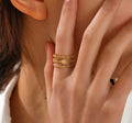 Moon, star & sun 3 layered statement ring