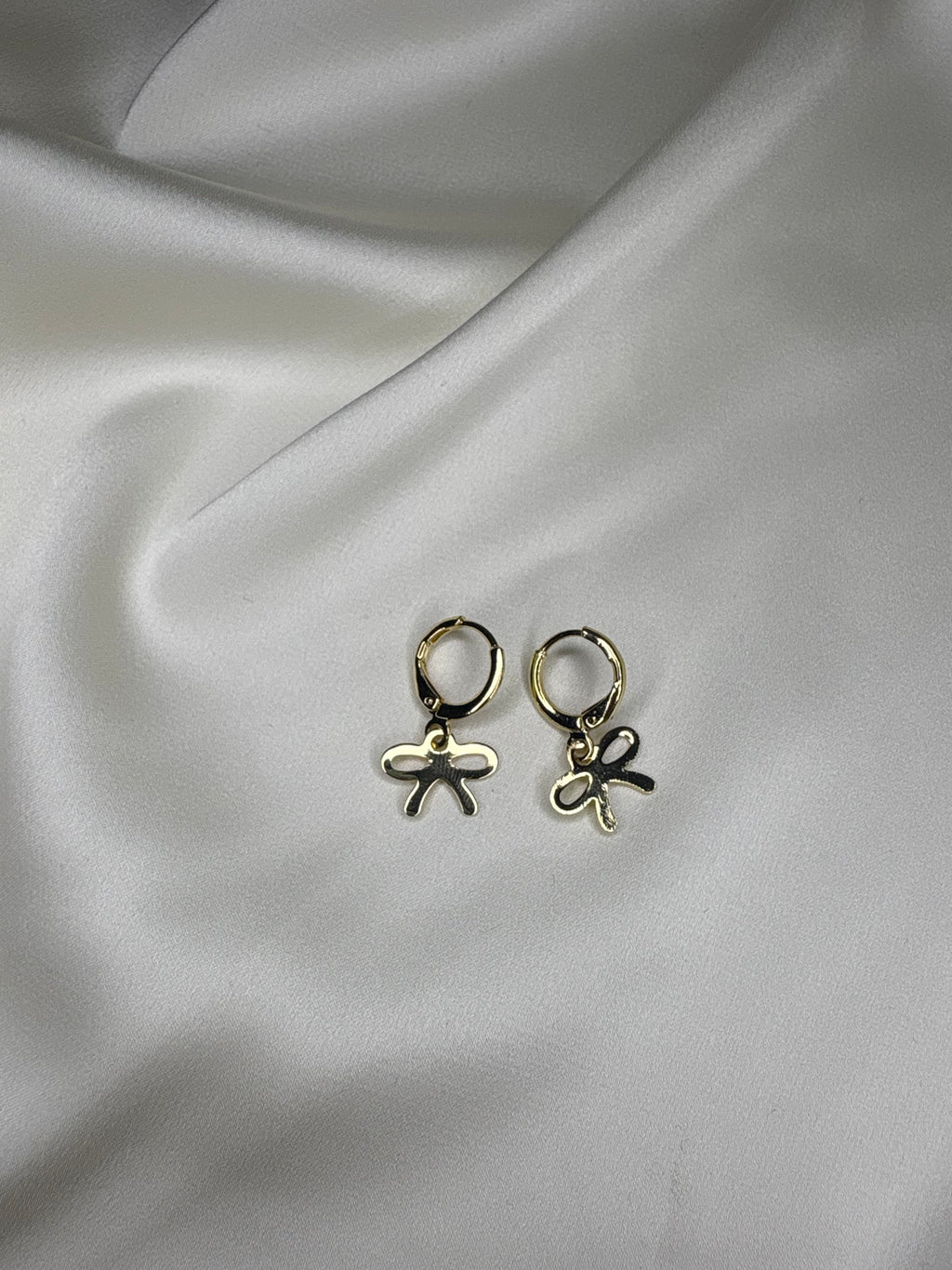Golden Bow Charm Hoops