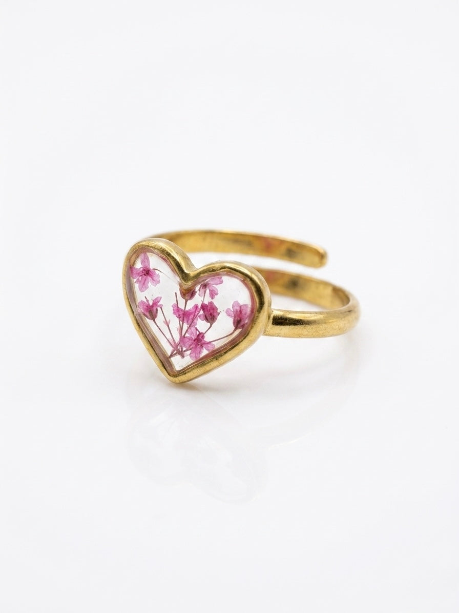 Eternal Blossom Resin Heart Ring