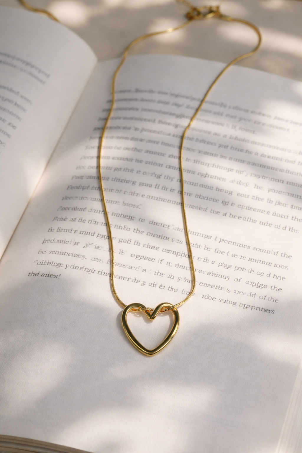 Gold Open Heart Slide Necklace
