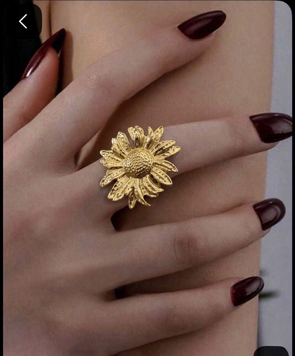 Textured Floral Cocktail  Ring