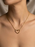 Gold Open Heart Slide Necklace