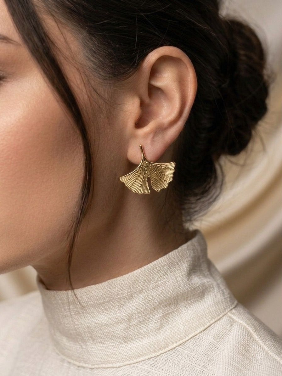 Ginkgo Leaf Stud Earrings