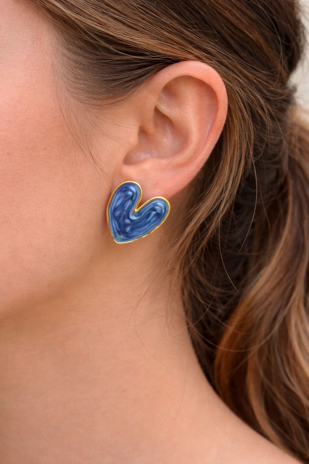 Abstract Marble Heart Studs