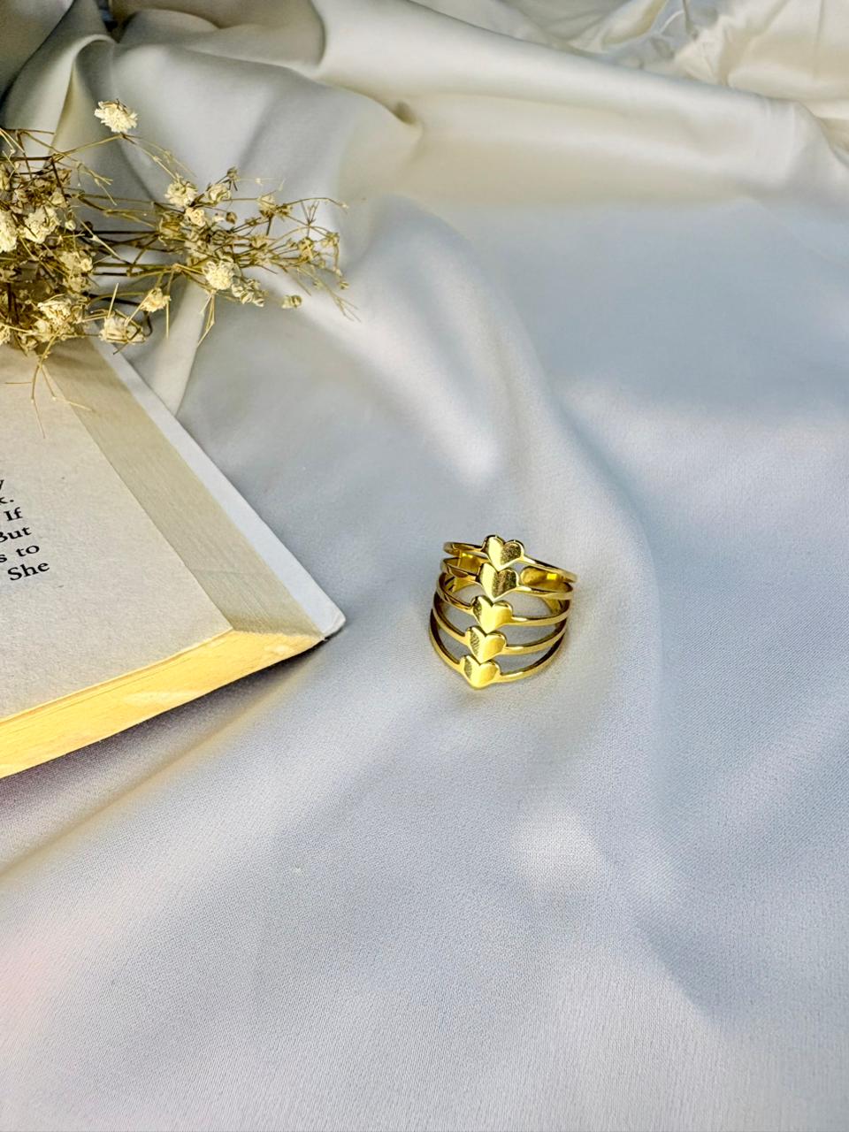 Stacked Heart Cage Ring