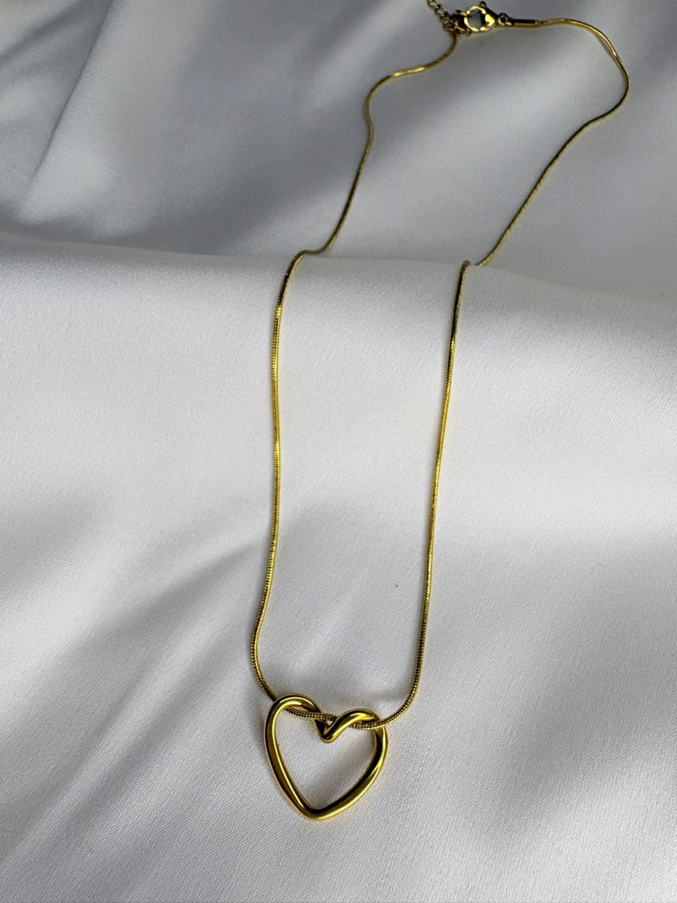 Gold Open Heart Slide Necklace