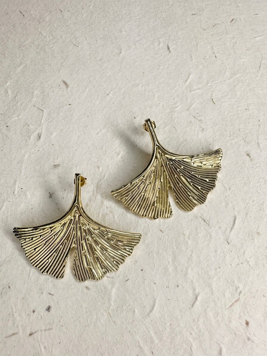 Ginkgo Leaf Stud Earrings