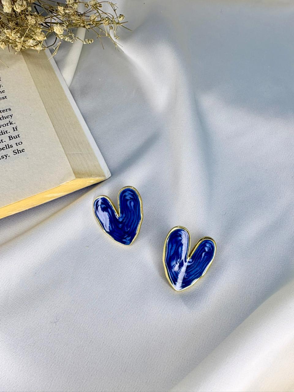 Abstract Marble Heart Studs