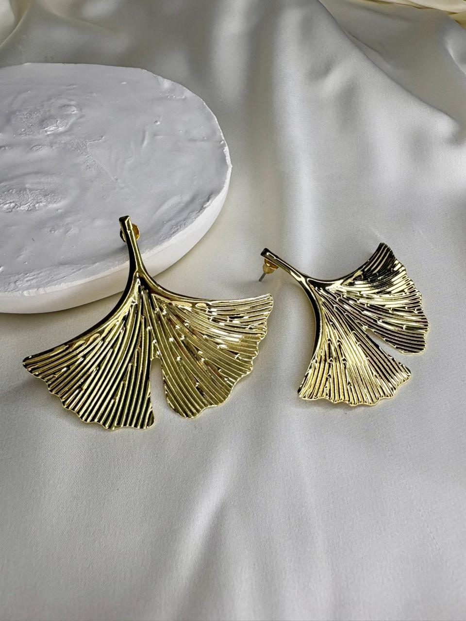 Ginkgo Leaf Stud Earrings
