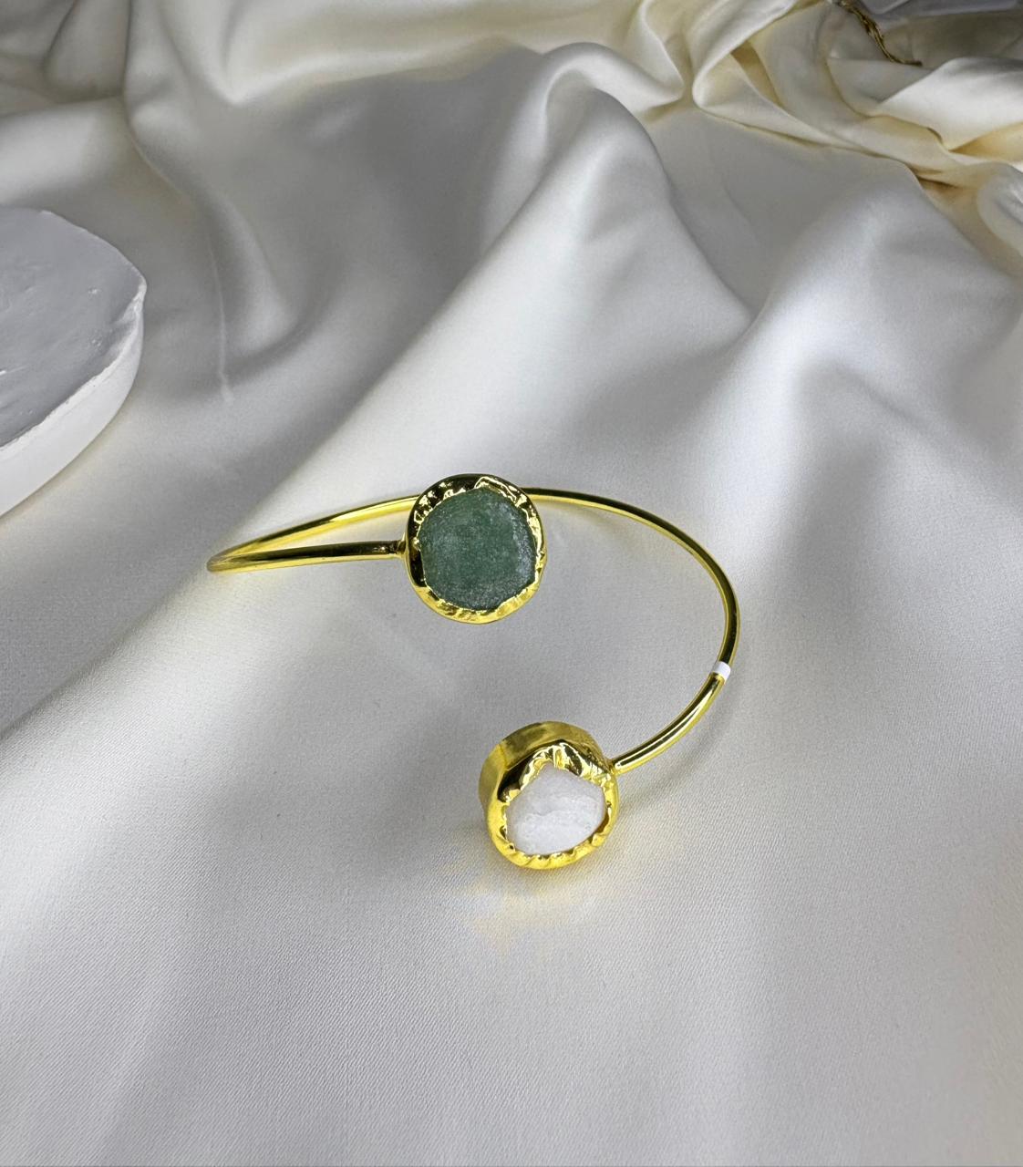Ethereal Open-Cuff Gemstone Bracelet