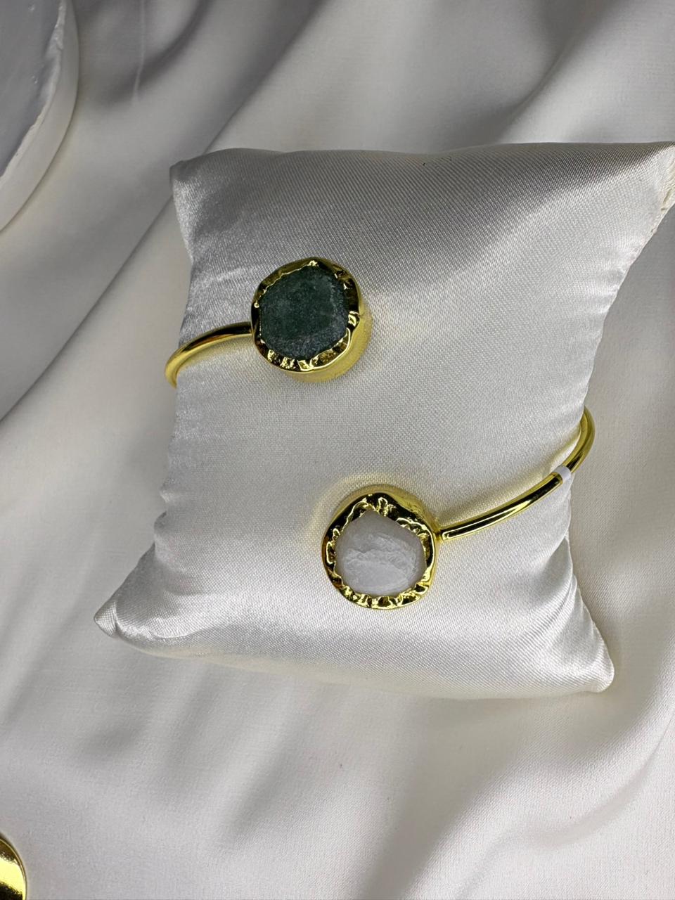Ethereal Open-Cuff Gemstone Bracelet